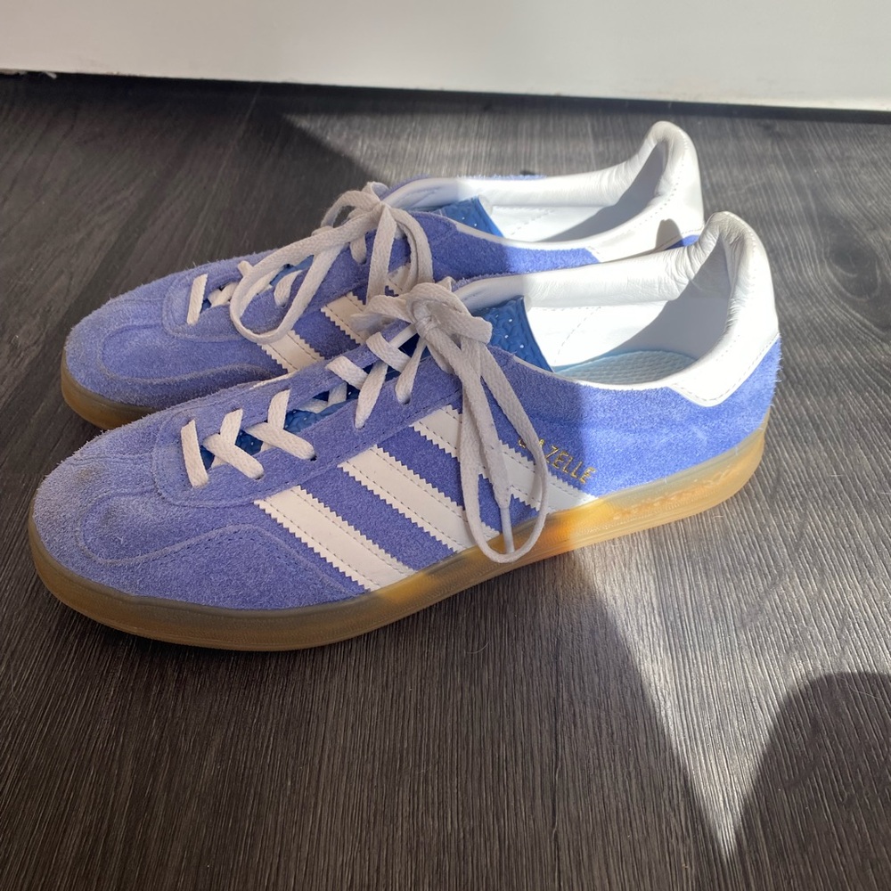 Blue adidas gazelles
